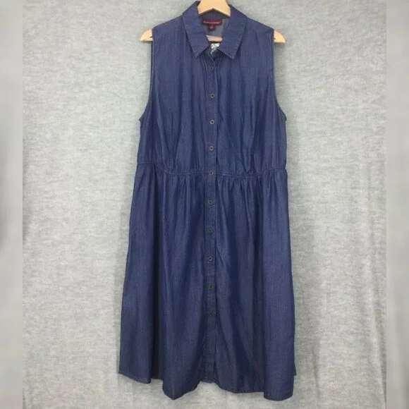 jessica london denim dress Jessica London Women's Plus Size Petite Stretch Cotton Tank Maxi Dress, Size: 38/40, Blue